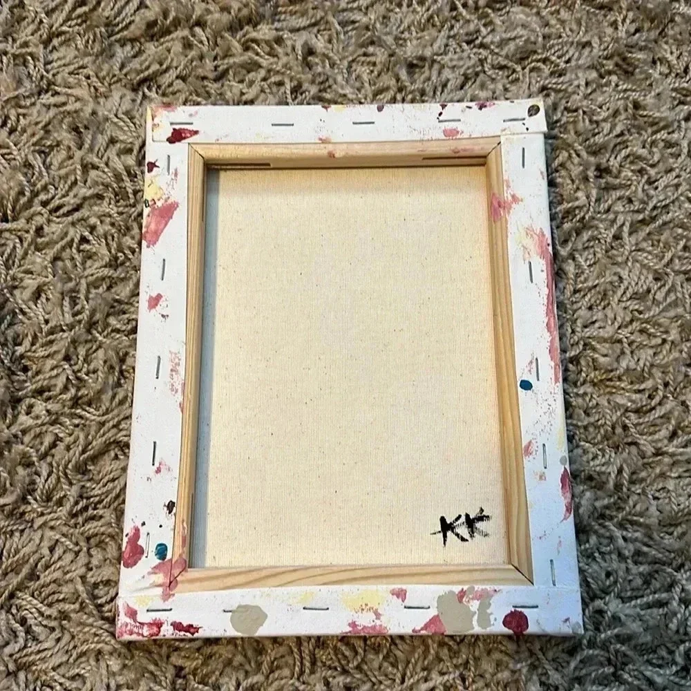 Handmade 8x10 Red and Tan Wall Art Womens Face Canvas Small‎